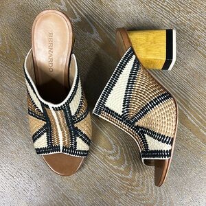BERNARDO Nisha Natural Embroidered Block Heel Mules 8